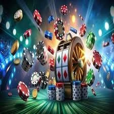 Suasana sports dan casino modern dengan pengguna menikmati hiburan di perangkat mobile